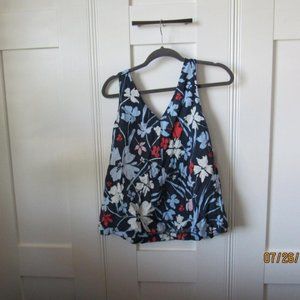 Blue floral printed tank top